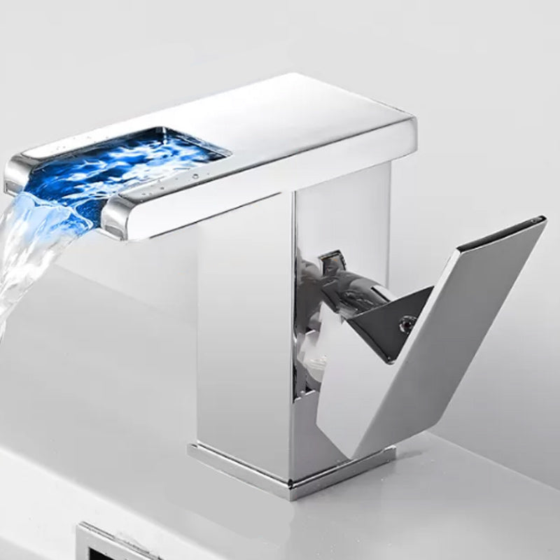 Lisslune | Modern Waterfall Spout Sink Faucet with LED Brass Sink Faucet