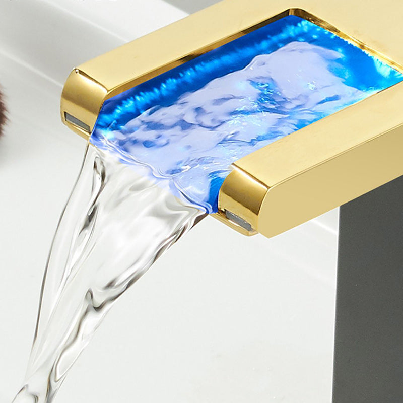 Lisslune | Modern Waterfall Spout Sink Faucet with LED Brass Sink Faucet