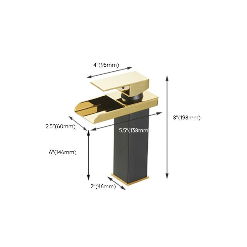 Lisslune | Modern Waterfall Spout Sink Faucet with LED Brass Sink Faucet