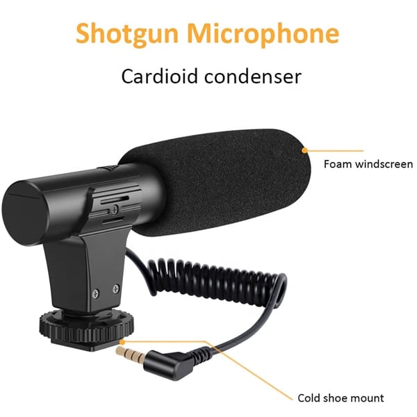 Lisslune | Professional Video Microphone Set with Tripod and LED Video Light