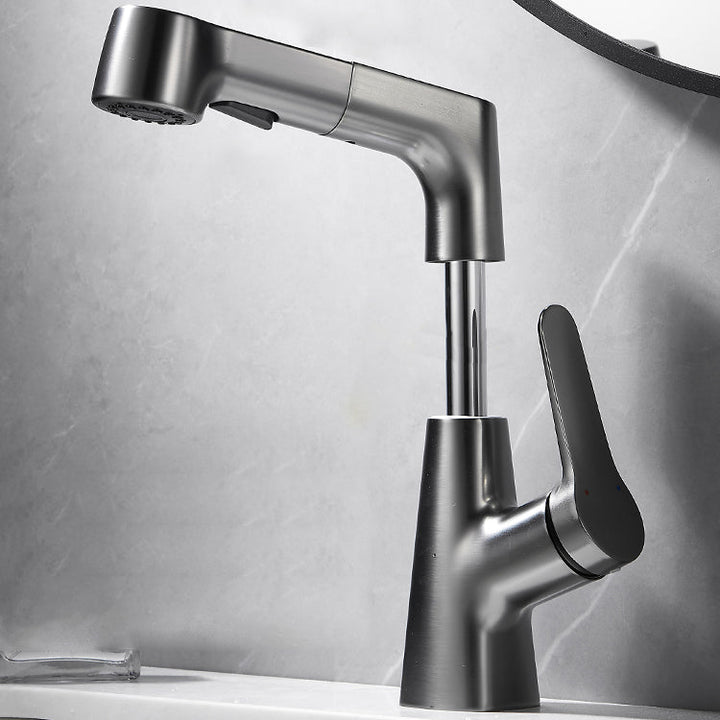 Lisslune | Bathroom Vessel Faucet High Arc Three-Way Spout Single Handle Faucet with Pull-Out Sprayer