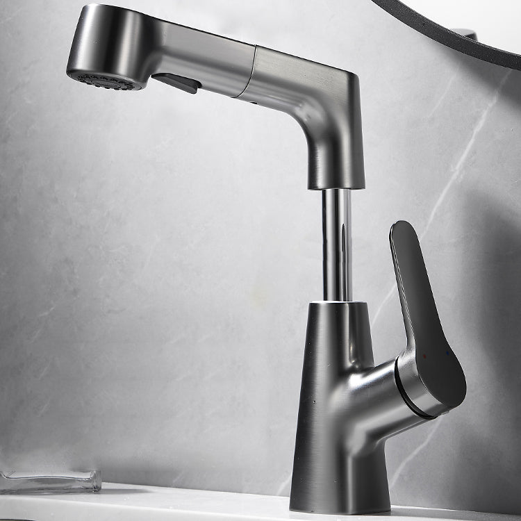 Lisslune | Bathroom vessel faucet high arc three-way spout single-handle faucet with pull-out sprayer