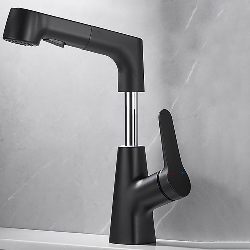 Lisslune | Bathroom Vessel Faucet High Arc Three-Way Spout Single Handle Faucet with Pull-Out Sprayer