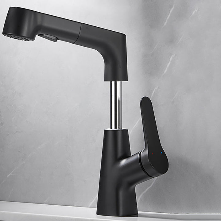 Lisslune | Bathroom vessel faucet high arc three-way spout single-handle faucet with pull-out sprayer