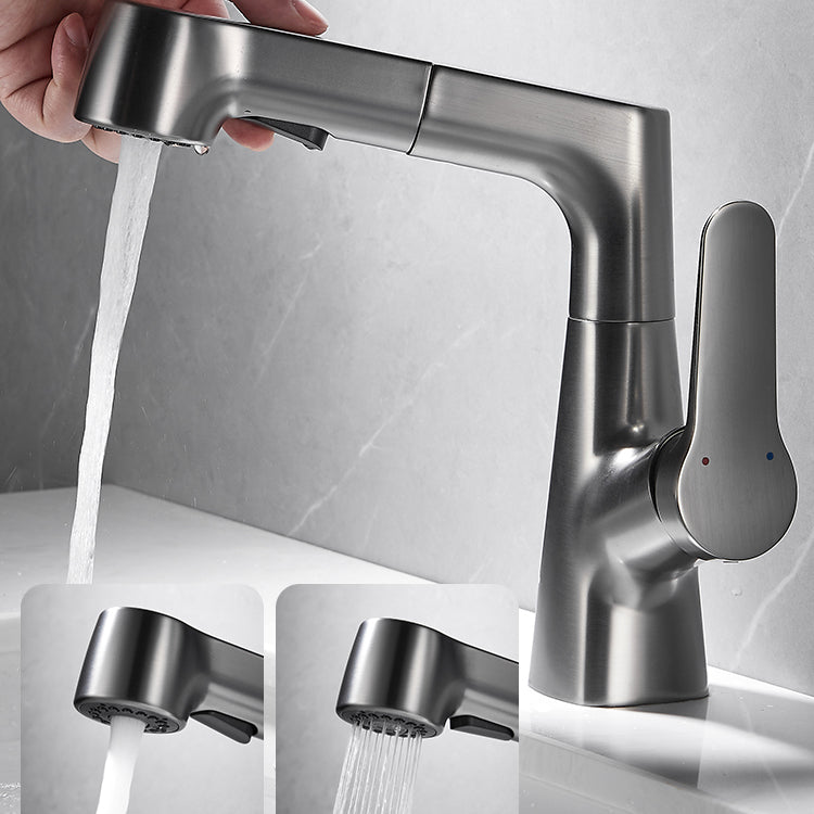Lisslune | Bathroom Vessel Faucet High Arc Three-Way Spout Single Handle Faucet with Pull-Out Sprayer