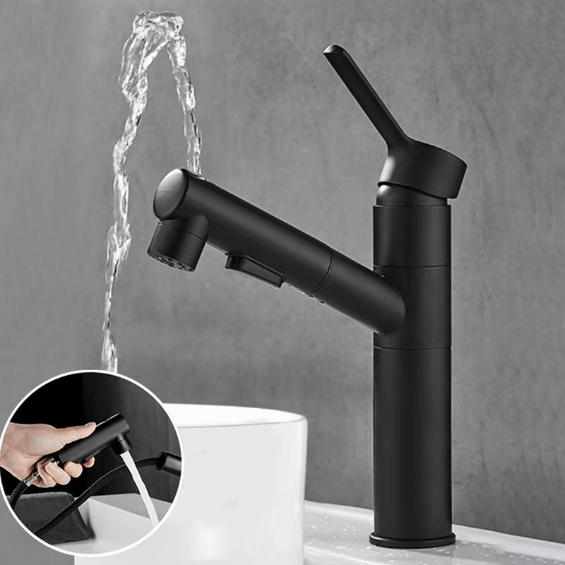 Lisslune | Bathroom vessel faucet high arc three-way spout single-handle faucet with pull-out sprayer