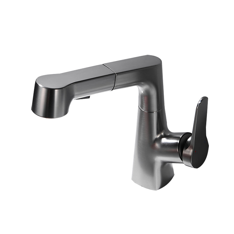 Lisslune | Bathroom Vessel Faucet High Arc Three-Way Spout Single Handle Faucet with Pull-Out Sprayer