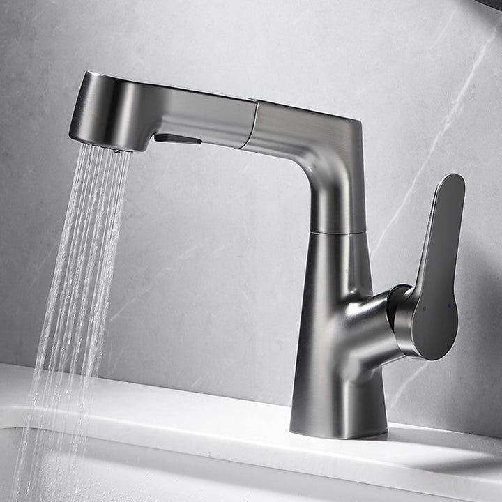 Lisslune | Bathroom Vessel Faucet High Arc Three-Way Spout Single Handle Faucet with Pull-Out Sprayer