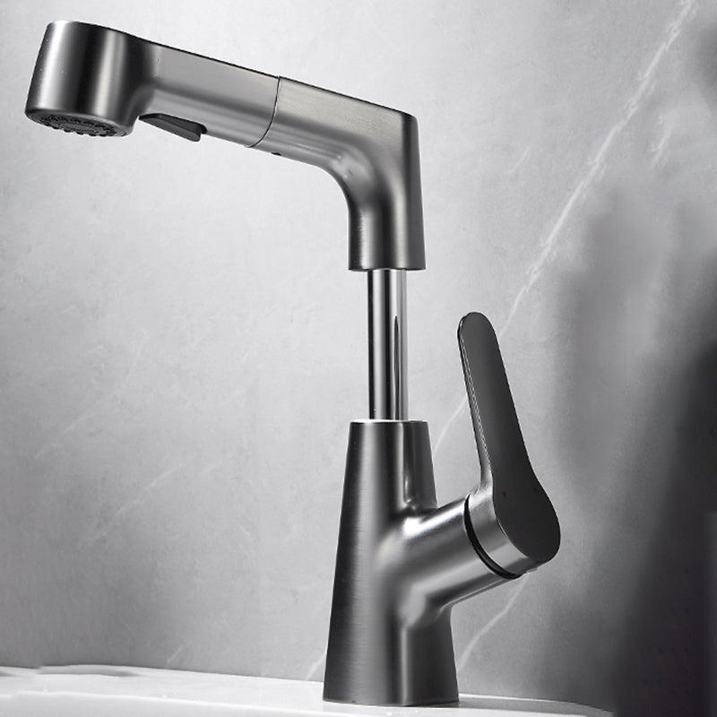 Lisslune | Bathroom Vessel Faucet High Arc Three-Way Spout Single Handle Faucet with Pull-Out Sprayer