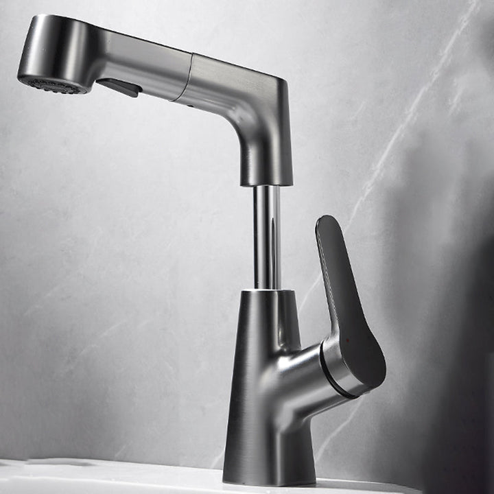 Lisslune | Bathroom vessel faucet high arc three-way spout single-handle faucet with pull-out sprayer