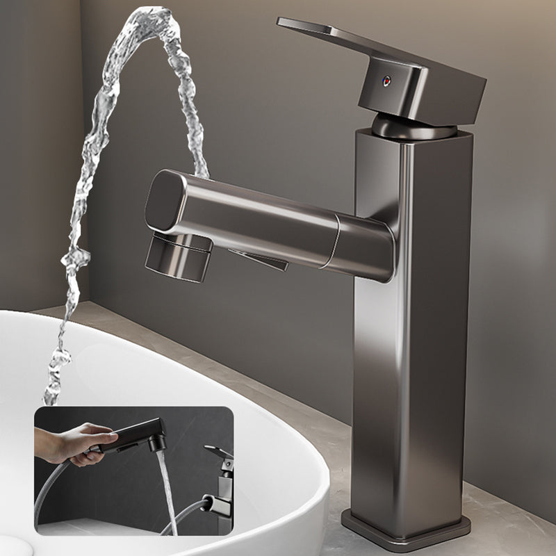 Lisslune | Bathroom vessel faucet high arc three-way spout single-handle faucet with pull-out sprayer