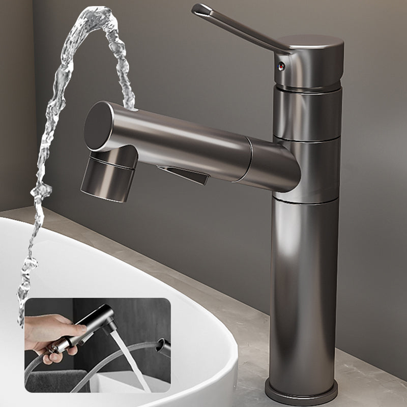 Lisslune | Bathroom vessel faucet high arc three-way spout single-handle faucet with pull-out sprayer