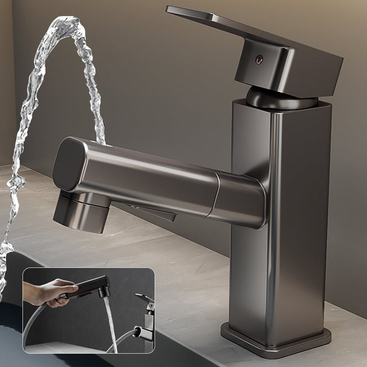 Lisslune | Bathroom Vessel Faucet High Arc Three-Way Spout Single Handle Faucet with Pull-Out Sprayer
