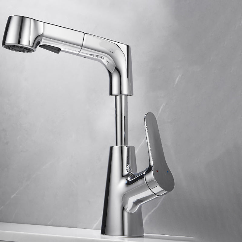Lisslune | Bathroom vessel faucet high arc three-way spout single-handle faucet with pull-out sprayer