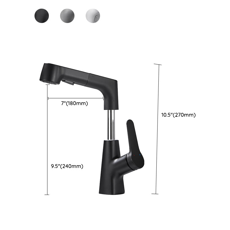 Lisslune | Bathroom Vessel Faucet High Arc Three-Way Spout Single Handle Faucet with Pull-Out Sprayer