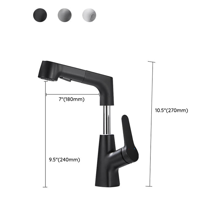 Lisslune | Bathroom Vessel Faucet High Arc Three-Way Spout Single Handle Faucet with Pull-Out Sprayer