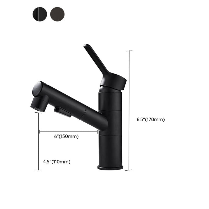 Lisslune | Bathroom Vessel Faucet High Arc Three-Way Spout Single Handle Faucet with Pull-Out Sprayer