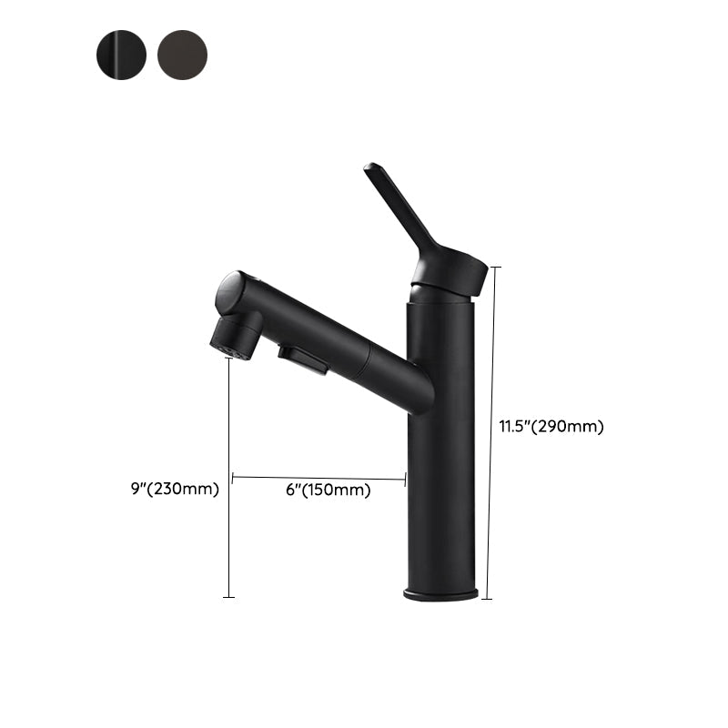Lisslune | Bathroom Vessel Faucet High Arc Three-Way Spout Single Handle Faucet with Pull-Out Sprayer