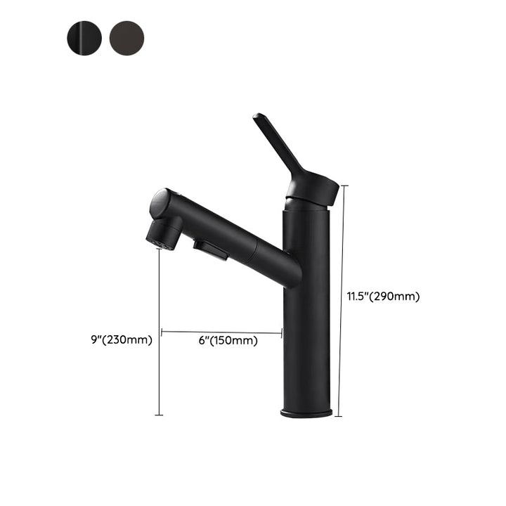 Lisslune | Bathroom Vessel Faucet High Arc Three-Way Spout Single Handle Faucet with Pull-Out Sprayer