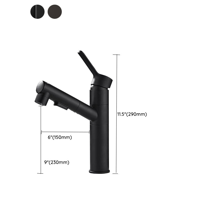 Lisslune | Bathroom Vessel Faucet High Arc Three-Way Spout Single Handle Faucet with Pull-Out Sprayer
