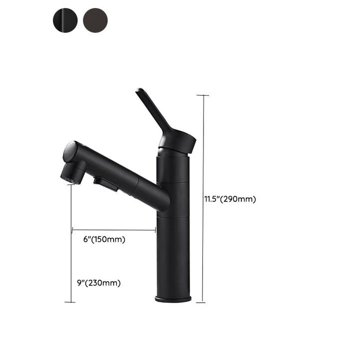 Lisslune | Bathroom vessel faucet high arc three-way spout single-handle faucet with pull-out sprayer