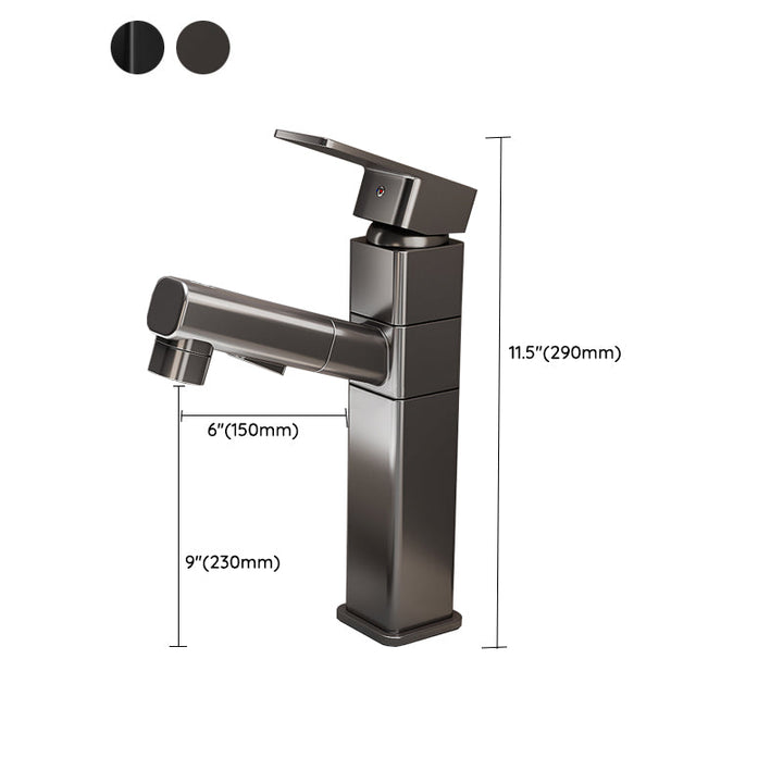 Lisslune | Bathroom Vessel Faucet High Arc Three-Way Spout Single Handle Faucet with Pull-Out Sprayer