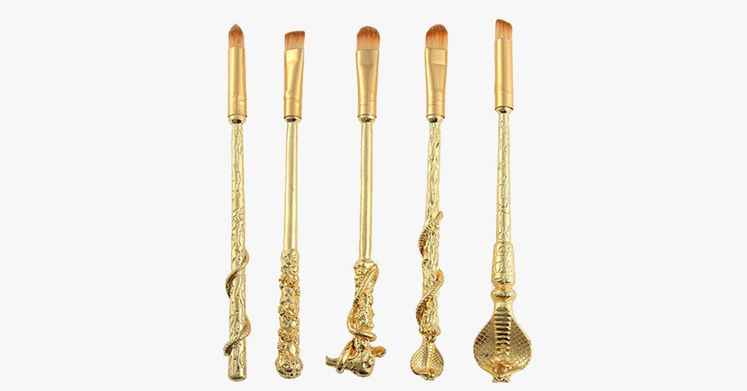 Lisslune | Gold-coated Magic Brush Set with 5 gold-coated eyeshadow brushes - Works wonders on your eyes!