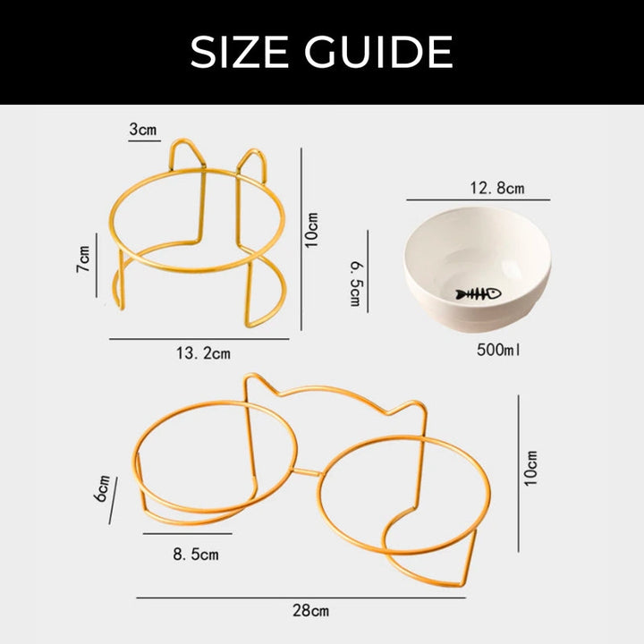 Lisslune | Low-threshold ceramic cat food bowl with stand