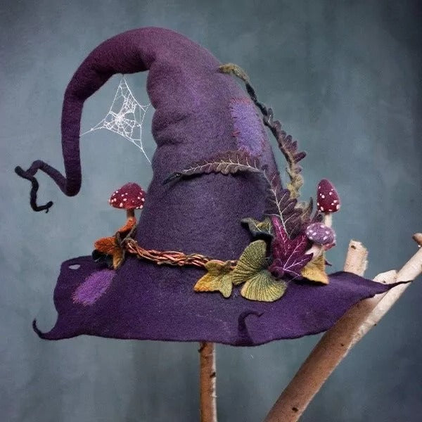 Lisslune | HexaHat – Handmade Felt Witch Hat made of Merino Wool & Silk Chiffon
