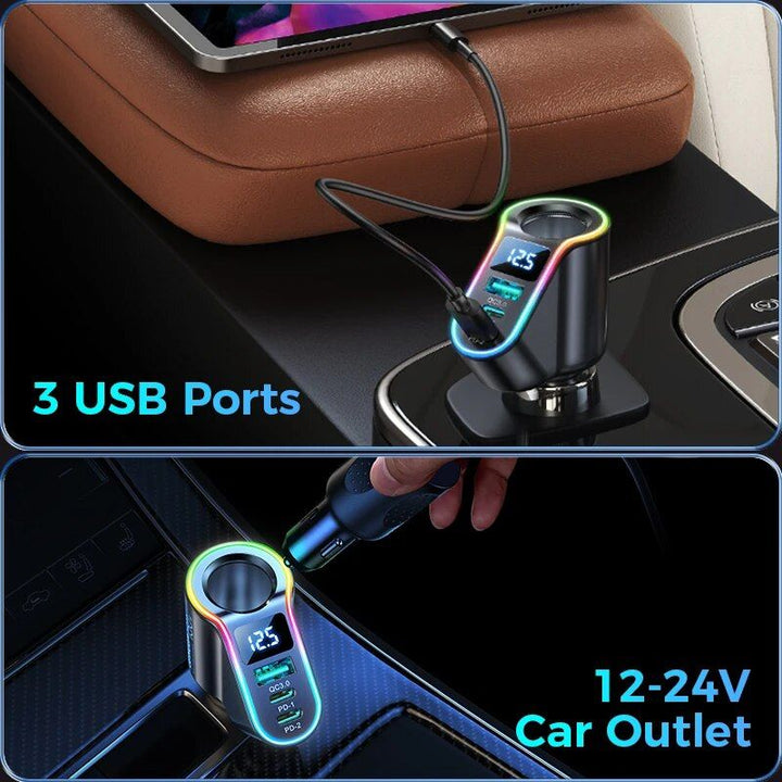 Lisslune | 150W 4-in-1 Fast Charger for Car with USB & Cigarette Lighter Splitter