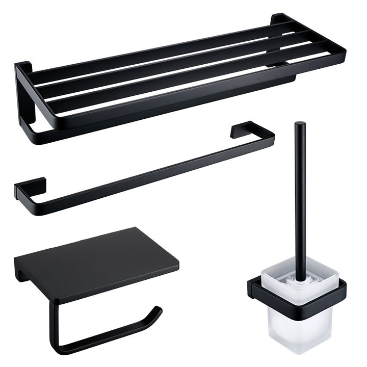 Lisslune | Black Bathroom Accessories Hardware Set with Towel Rail and Bath Shelf