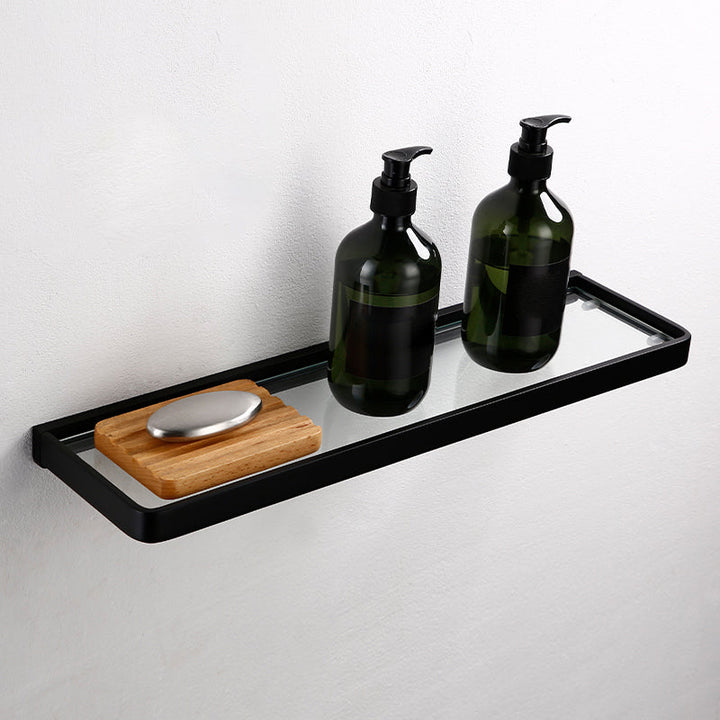 Lisslune | Black Bathroom Accessories Hardware Set with Towel Bar and Bathroom Shelf