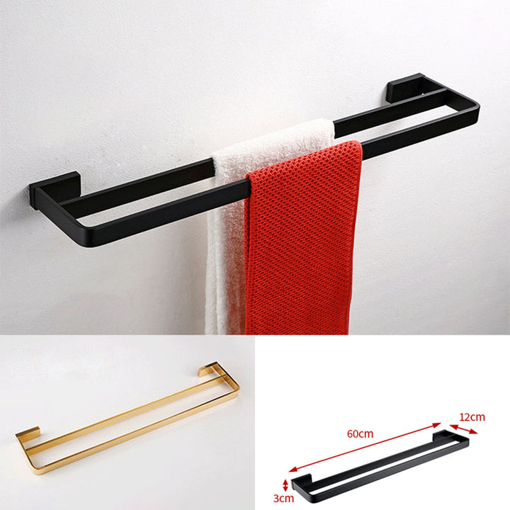 Lisslune | Black Bathroom Accessories Hardware Set with Towel Bar and Bathroom Shelf
