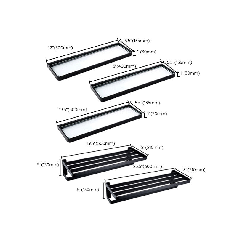 Lisslune | Black Bathroom Accessories Hardware Set with Towel Rail and Bath Shelf