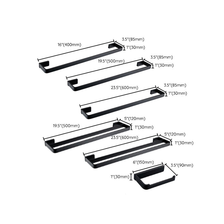 Lisslune | Black Bathroom Accessories Hardware Set with Towel Bar and Bathroom Shelf