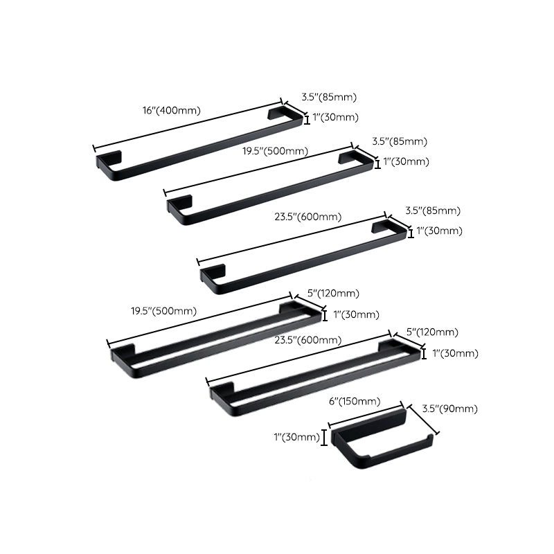 Lisslune | Black Bathroom Accessories Hardware Set with Towel Rail and Bath Shelf