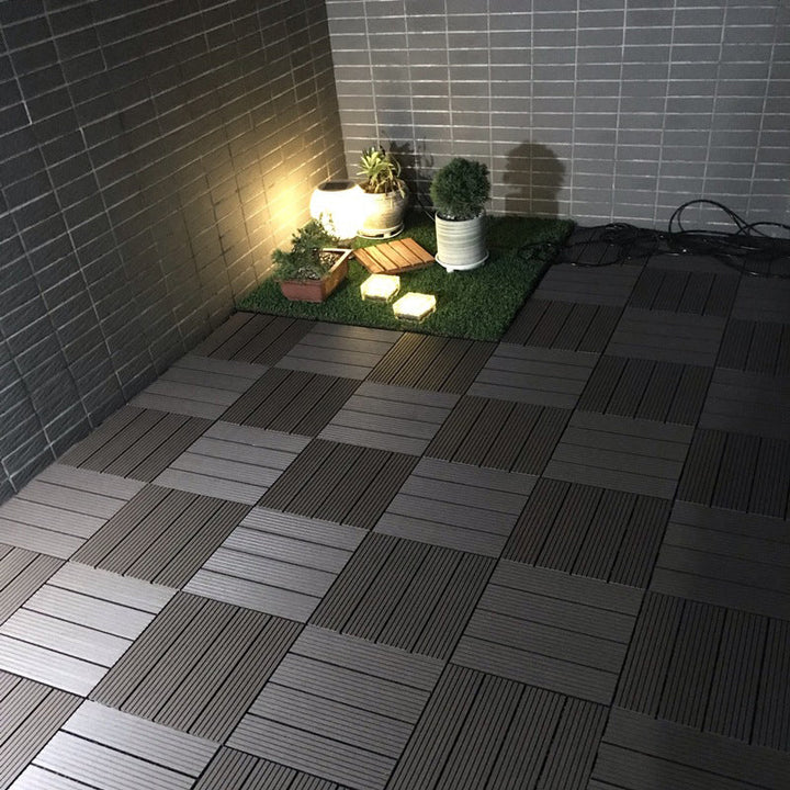 Lisslune | 12" X 12" Deck/Patio floor tiles 4-Slat Square for outdoor patio tiles