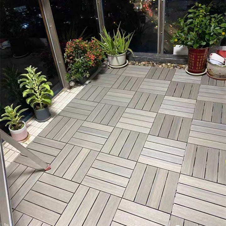 Lisslune | 12" X 12" Deck/Patio floor tiles 4-Slat Square for outdoor patio tiles