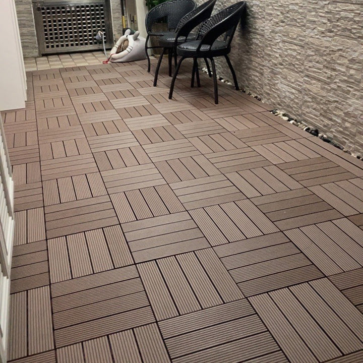 Lisslune | 12" X 12" Deck/Patio floor tiles 4-Slat Square for outdoor patio tiles
