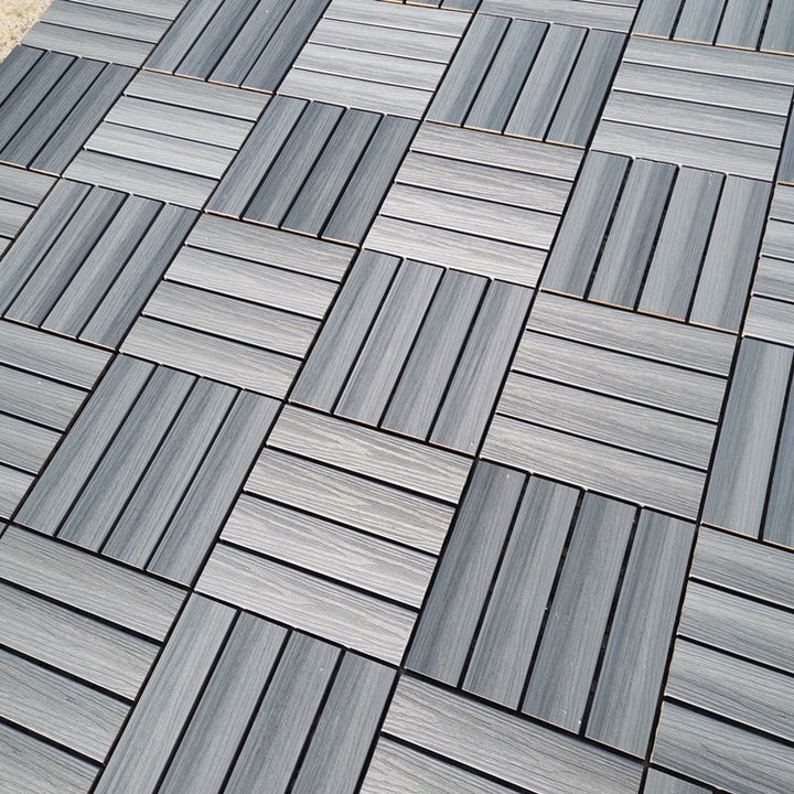 Lisslune | 12" X 12" Deck/Patio floor tiles 4-Slat Square for outdoor patio tiles