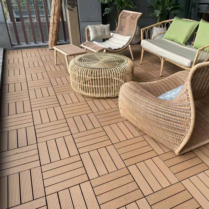 Lisslune | 12" X 12" Deck/Patio floor tiles 4-Slat Square for outdoor patio tiles