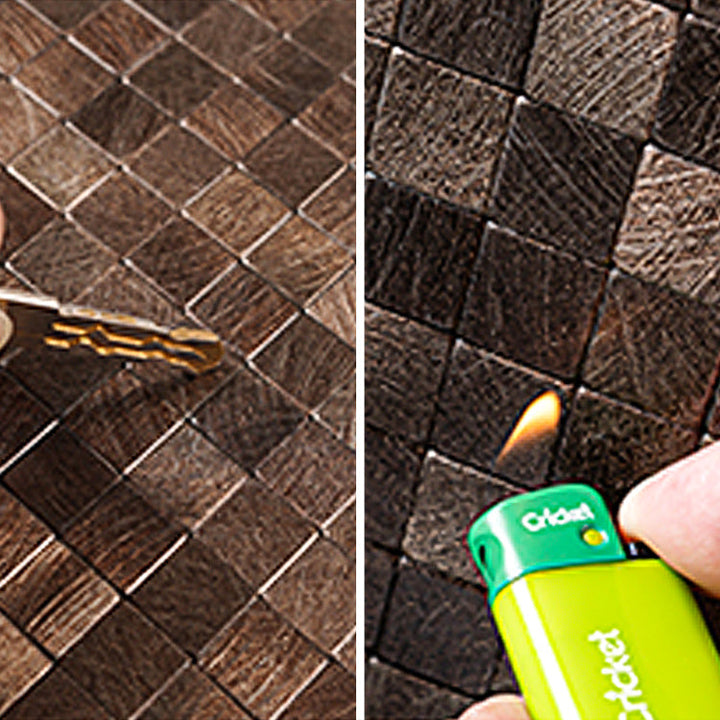 Lisslune | Mosaic Tiles Wallpaper Square Shape Peel and Stick Mosaic Tiles with Metal Look
