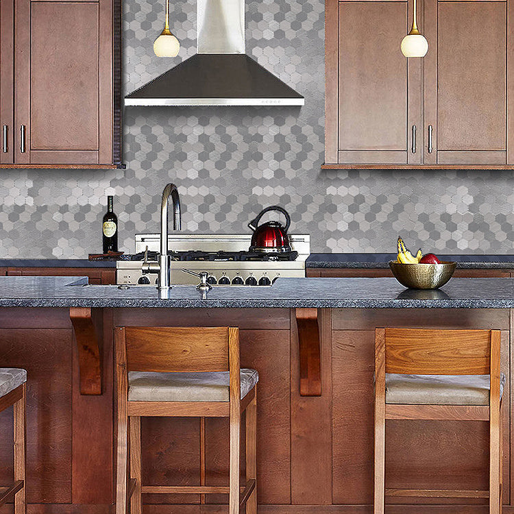 Lisslune | Subway Tile Wallpaper Contemporary Peel and Stick Wall Tile with Metal Look