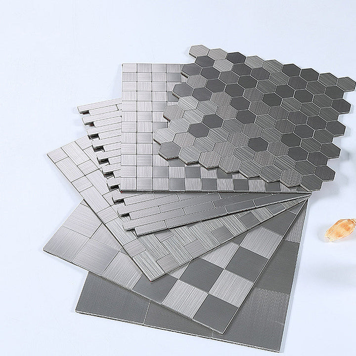 Lisslune | Subway Tile Wallpaper Contemporary Peel and Stick Wall Tile with Metal Look