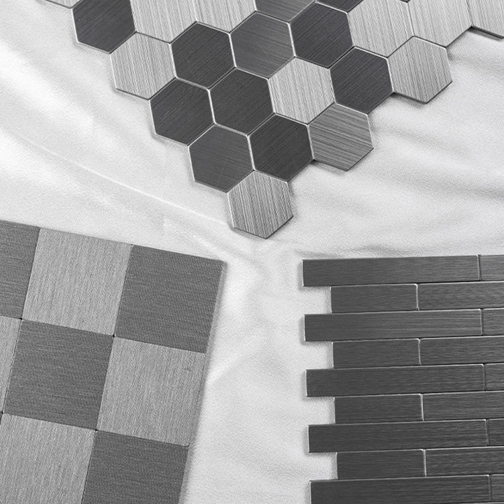 Lisslune | Subway Tile Wallpaper Contemporary Peel and Stick Wall Tile with Metal Look