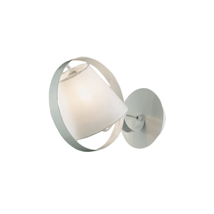 Lisslune | Simple Bucket Fabric Wall Light 1-Bulb Wall Mount Light Fixture in White with Metal Ring