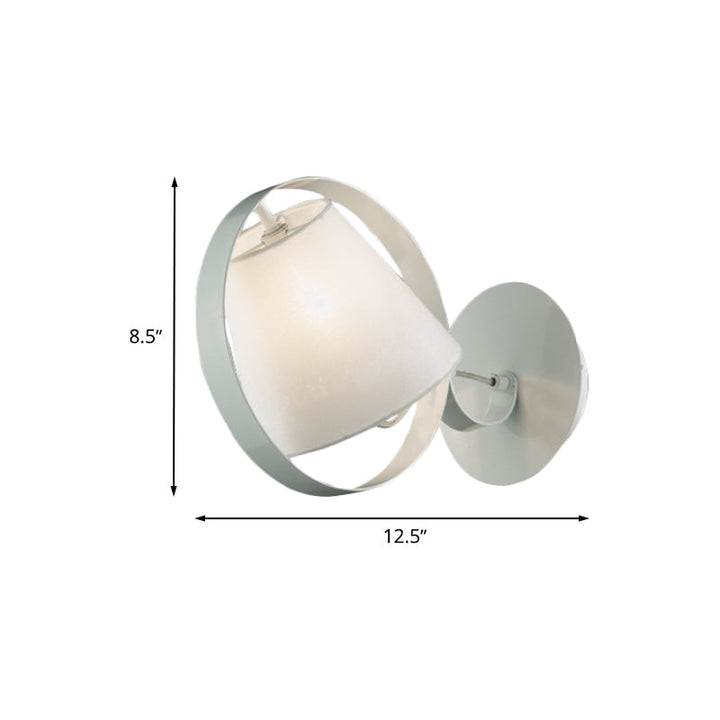 Lisslune | Simple Bucket Fabric Wall Light 1-Bulb Wall Mount Light Fixture in White with Metal Ring