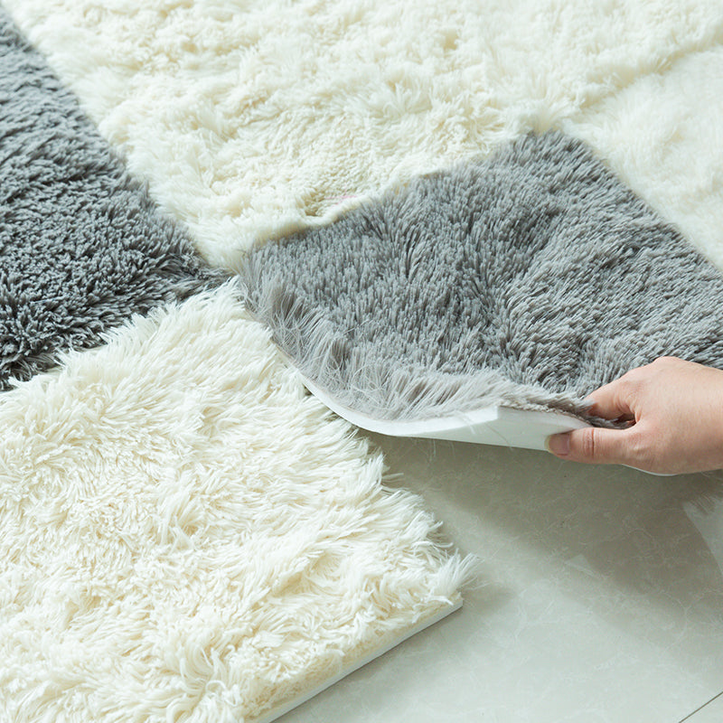 Lisslune | Modern Carpet Tiles Interlocking Color Block Shag Carpet Tiles