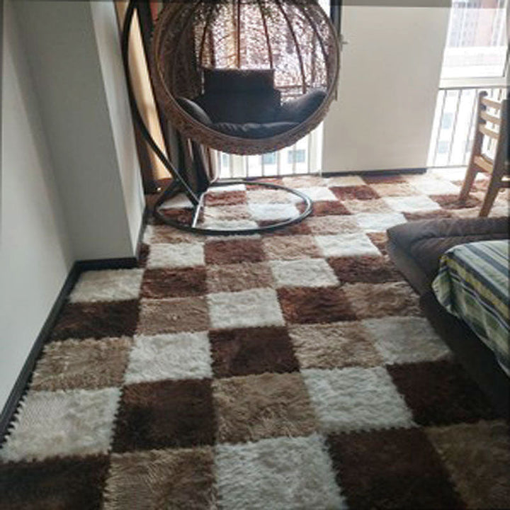 Lisslune | Modern Carpet Tiles Interlocking Color Block Shag Carpet Tiles