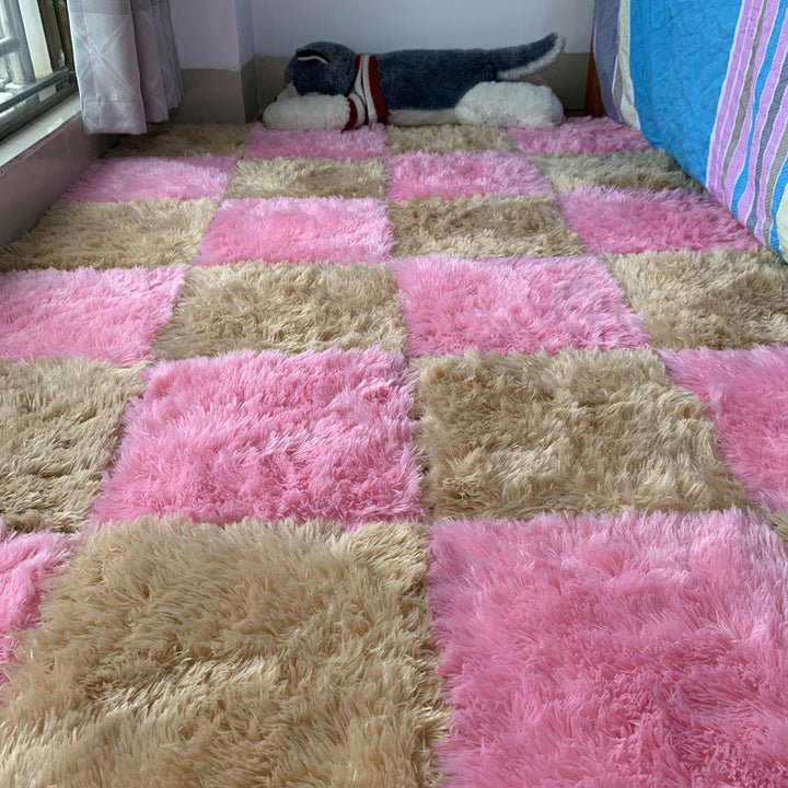 Lisslune | Modern Carpet Tiles Interlocking Color Block Shag Carpet Tiles